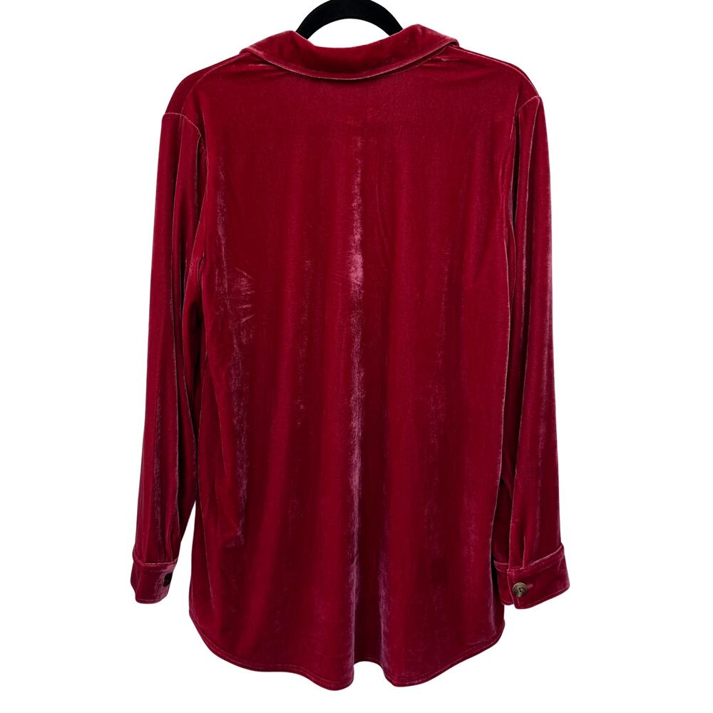 NWOT Soft Surroundings Red Velvet Button-Up Shirt Mixed Buttons Long Sleeve M - Picture 3 of 11